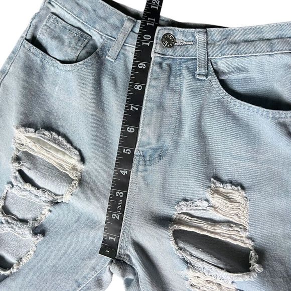 Women's High Waisted Light Wash Distressed Jogger Jeans XS 25" W x 27", 11" Rise - Picture 7 of 11